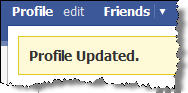 Facebook Profile Updated - Confirmation Message