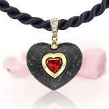Garnet and Granite Heart Pendant
