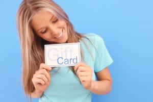 Woman with gift card